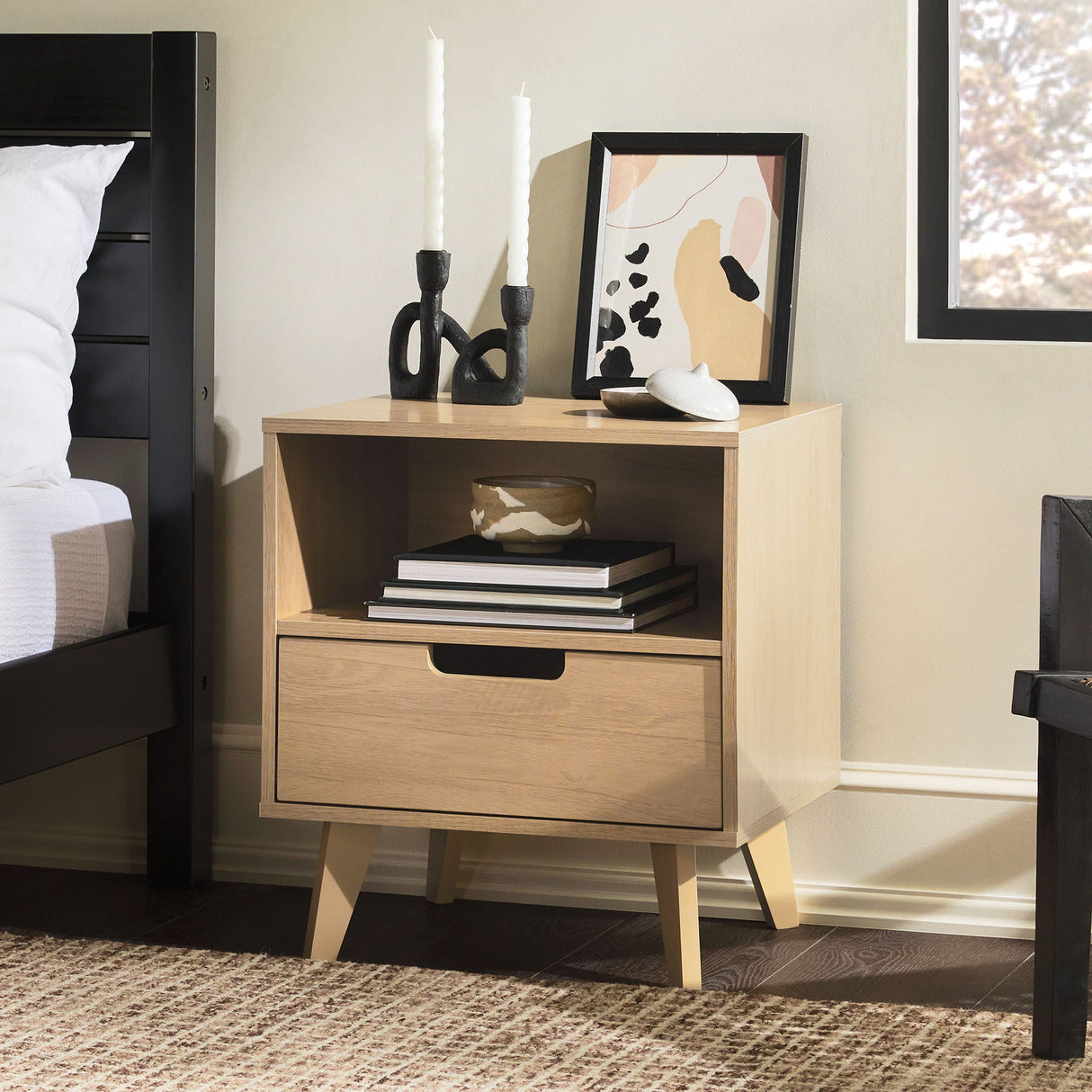 Modern 1 Drawer Nightstand With Open Cubby by Couch.com