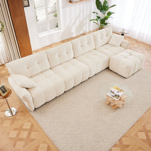 Elegant Sofa Set With Ottoman And Pillows, Textured Chenille, High Resilience Cushions by Couch.com