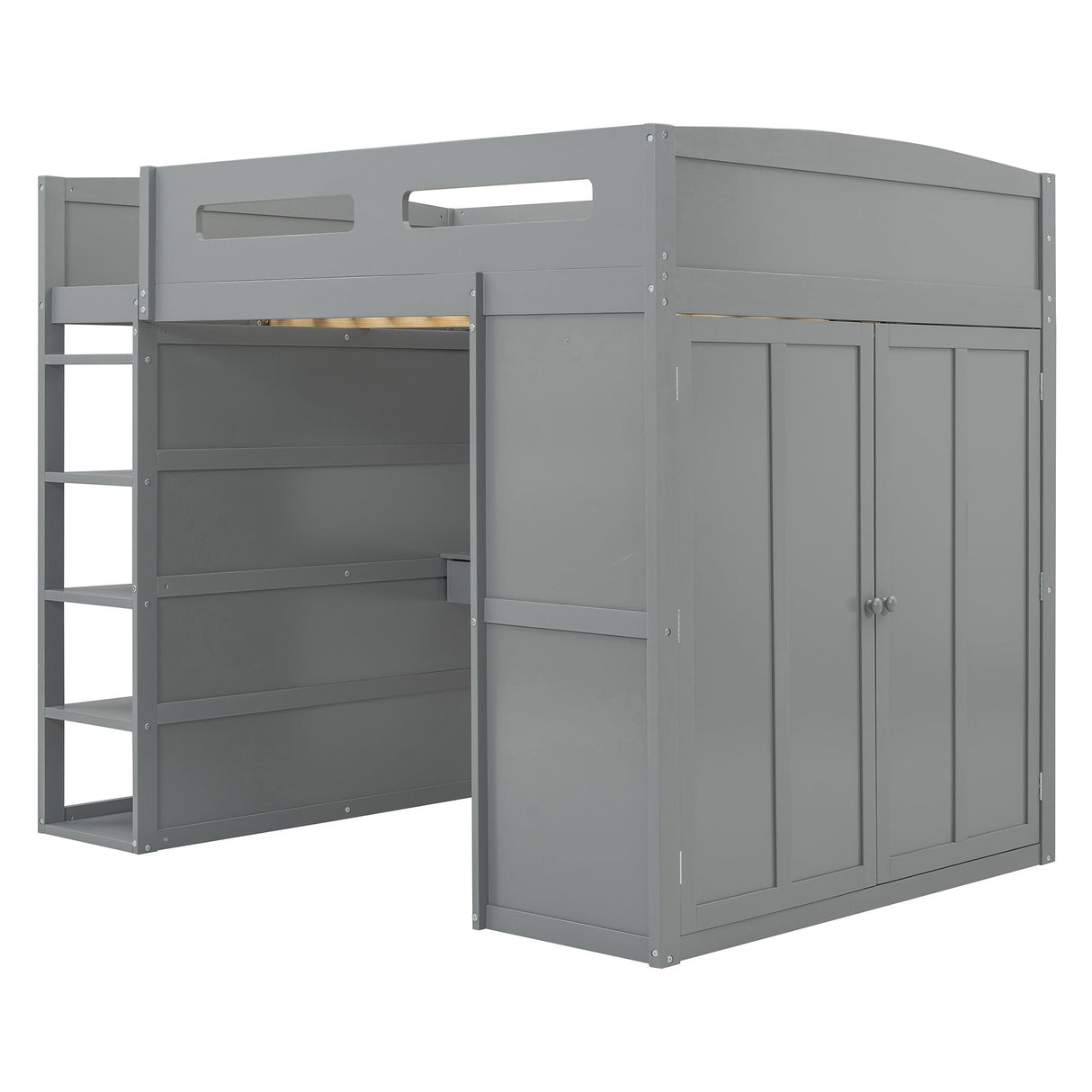 Loft Bed With Desk, Wardrobes, 4 Drawers And 4 Shelves by Couch.com