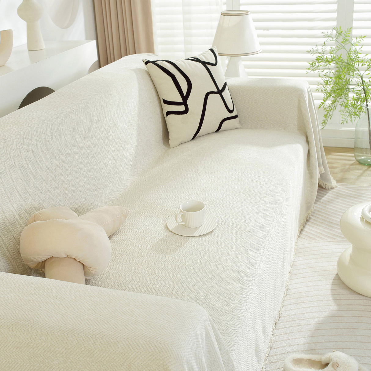 Chenille Herringbone Couch Protector Blanket, Stylish Throw Blankets for Couch and Couch Throw Cover