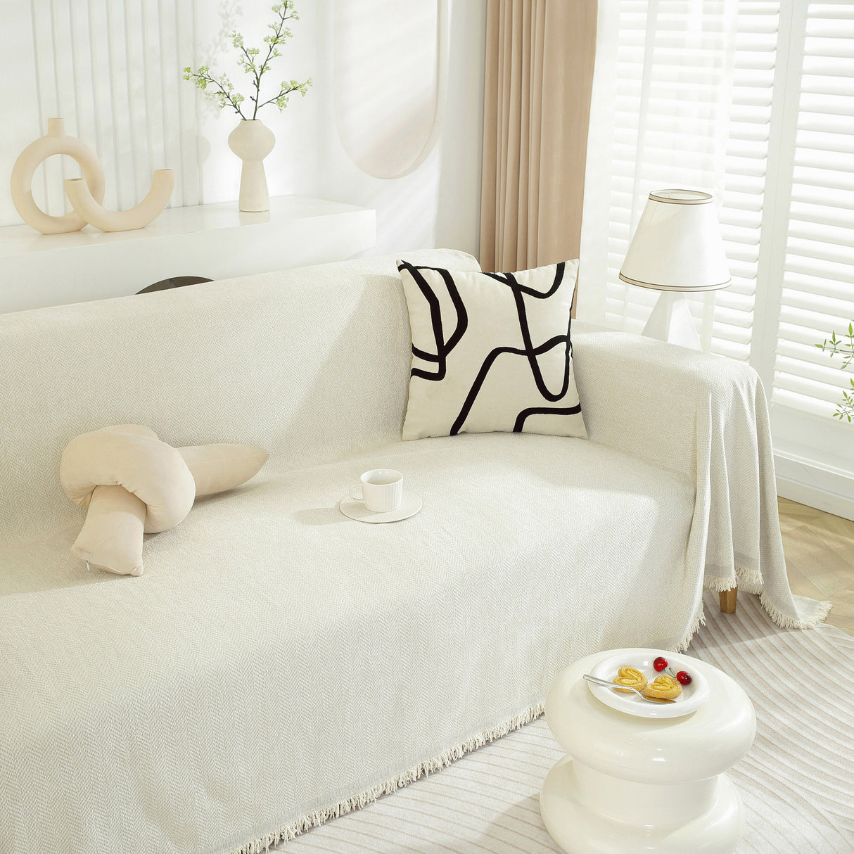 Chenille Herringbone Couch Protector Blanket, Stylish Throw Blankets for Couch and Couch Throw Cover