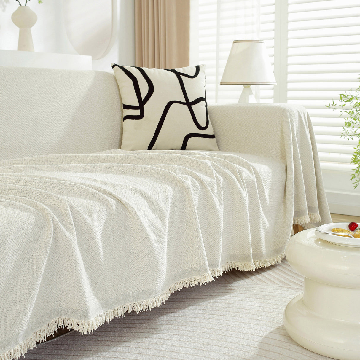 Chenille Herringbone Couch Protector Blanket, Stylish Throw Blankets for Couch and Couch Throw Cover