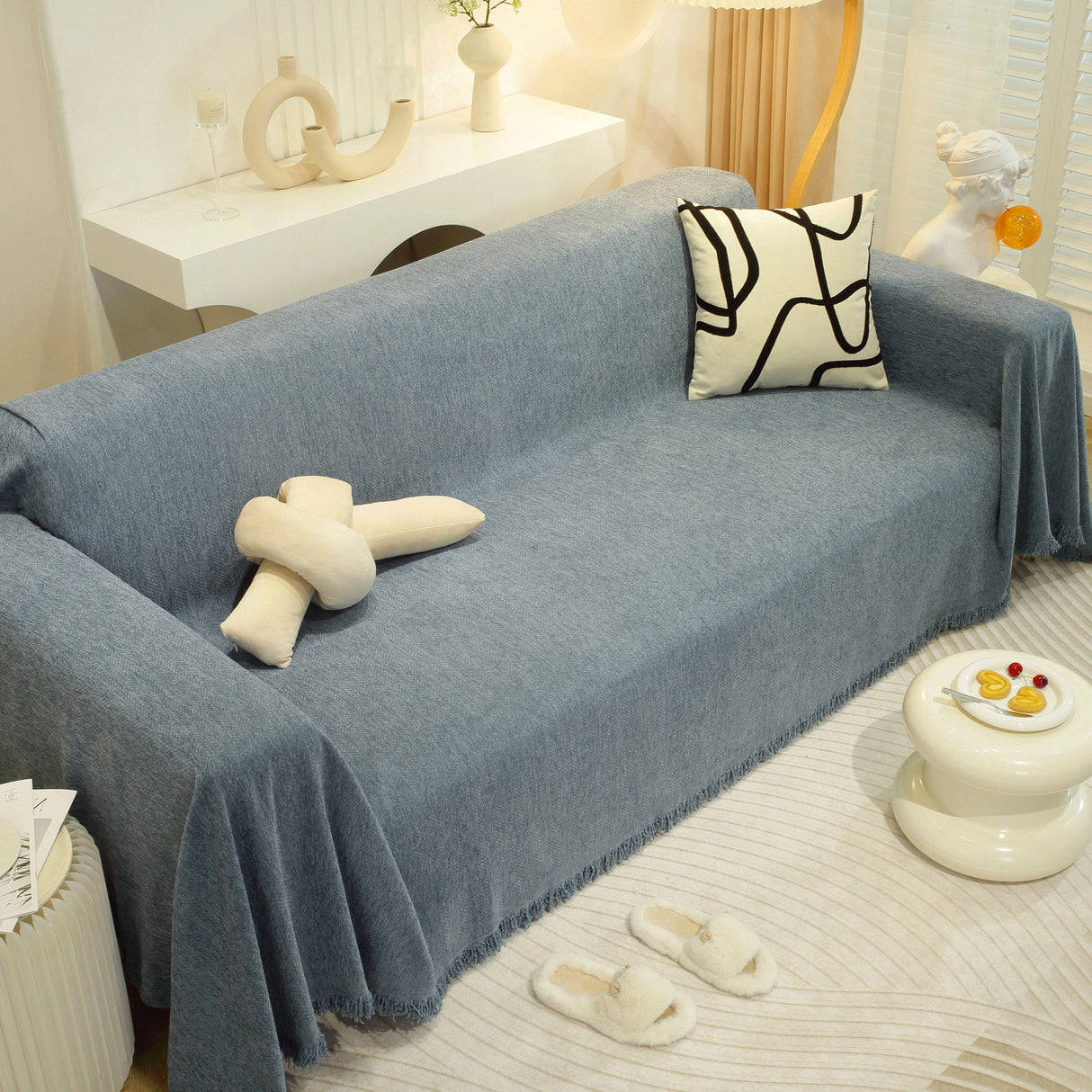 Chenille Herringbone Couch Protector Blanket, Stylish Throw Blankets for Couch and Couch Throw Cover