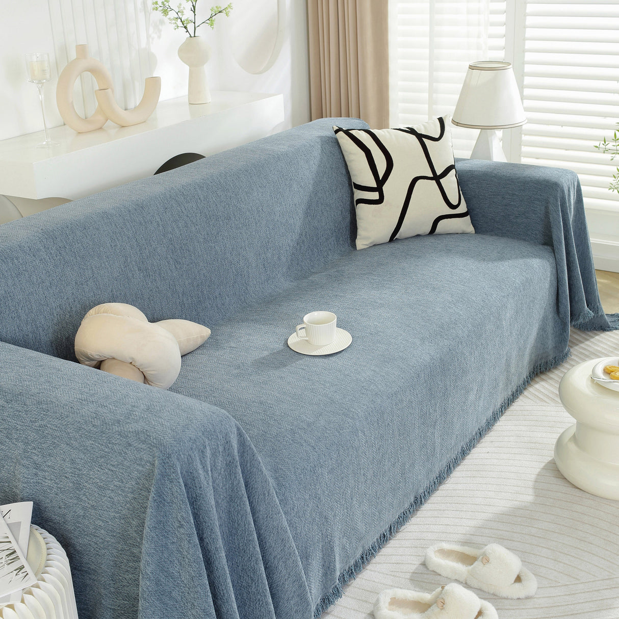 Chenille Herringbone Couch Protector Blanket, Stylish Throw Blankets for Couch and Couch Throw Cover