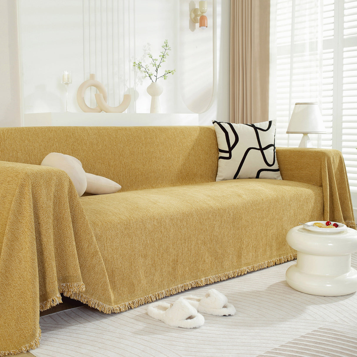 Chenille Herringbone Couch Protector Blanket, Stylish Throw Blankets for Couch and Couch Throw Cover