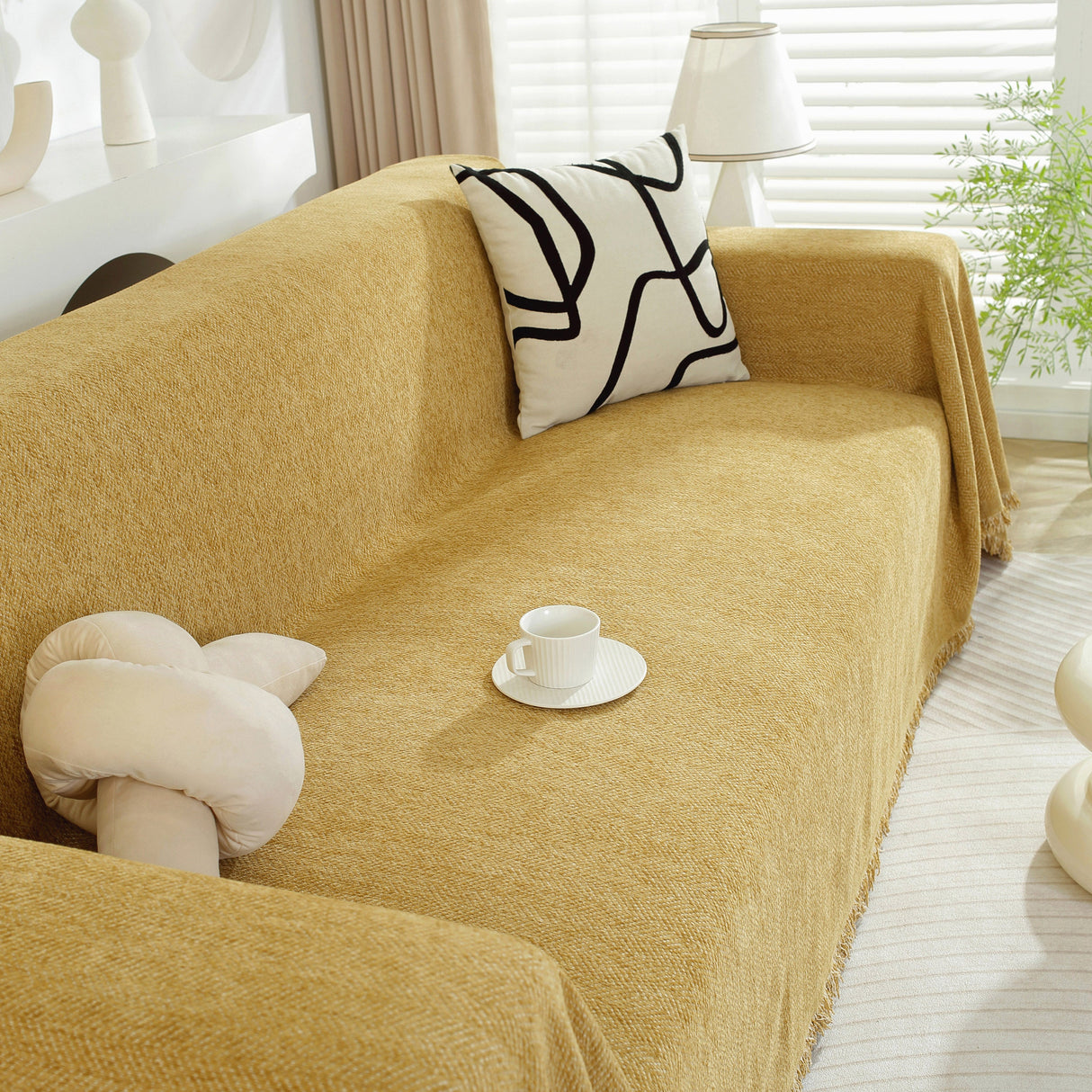 Chenille Herringbone Couch Protector Blanket, Stylish Throw Blankets for Couch and Couch Throw Cover