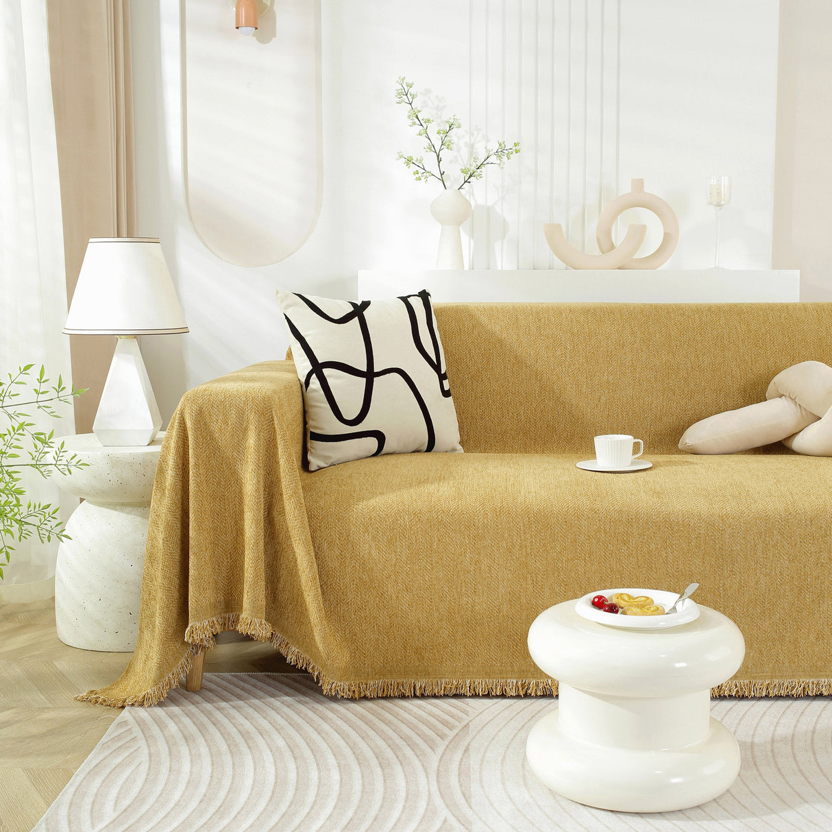 Chenille Herringbone Couch Protector Blanket, Stylish Throw Blankets for Couch and Couch Throw Cover