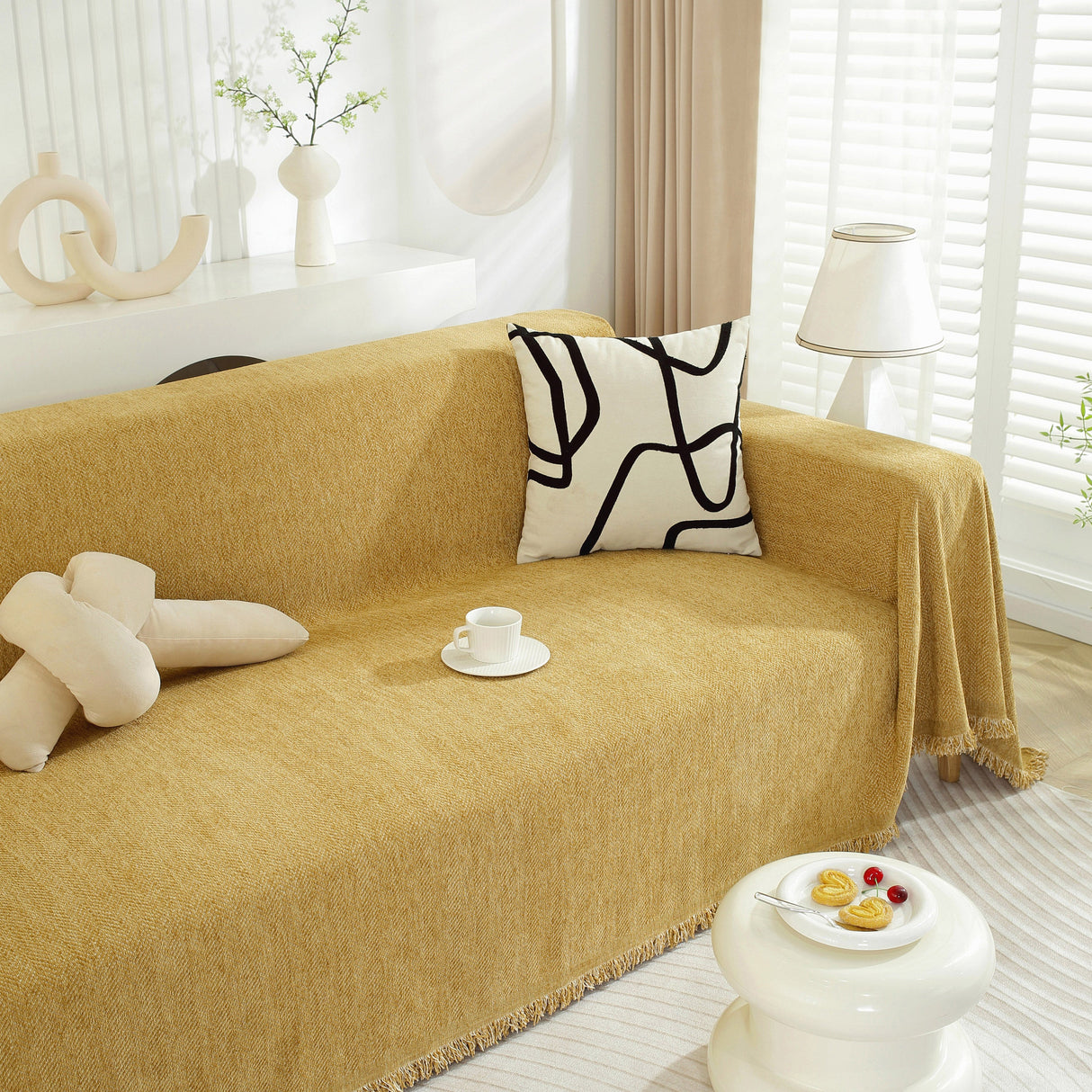 Chenille Herringbone Couch Protector Blanket, Stylish Throw Blankets for Couch and Couch Throw Cover