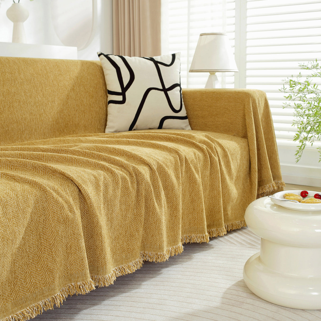 Chenille Herringbone Couch Protector Blanket, Stylish Throw Blankets for Couch and Couch Throw Cover