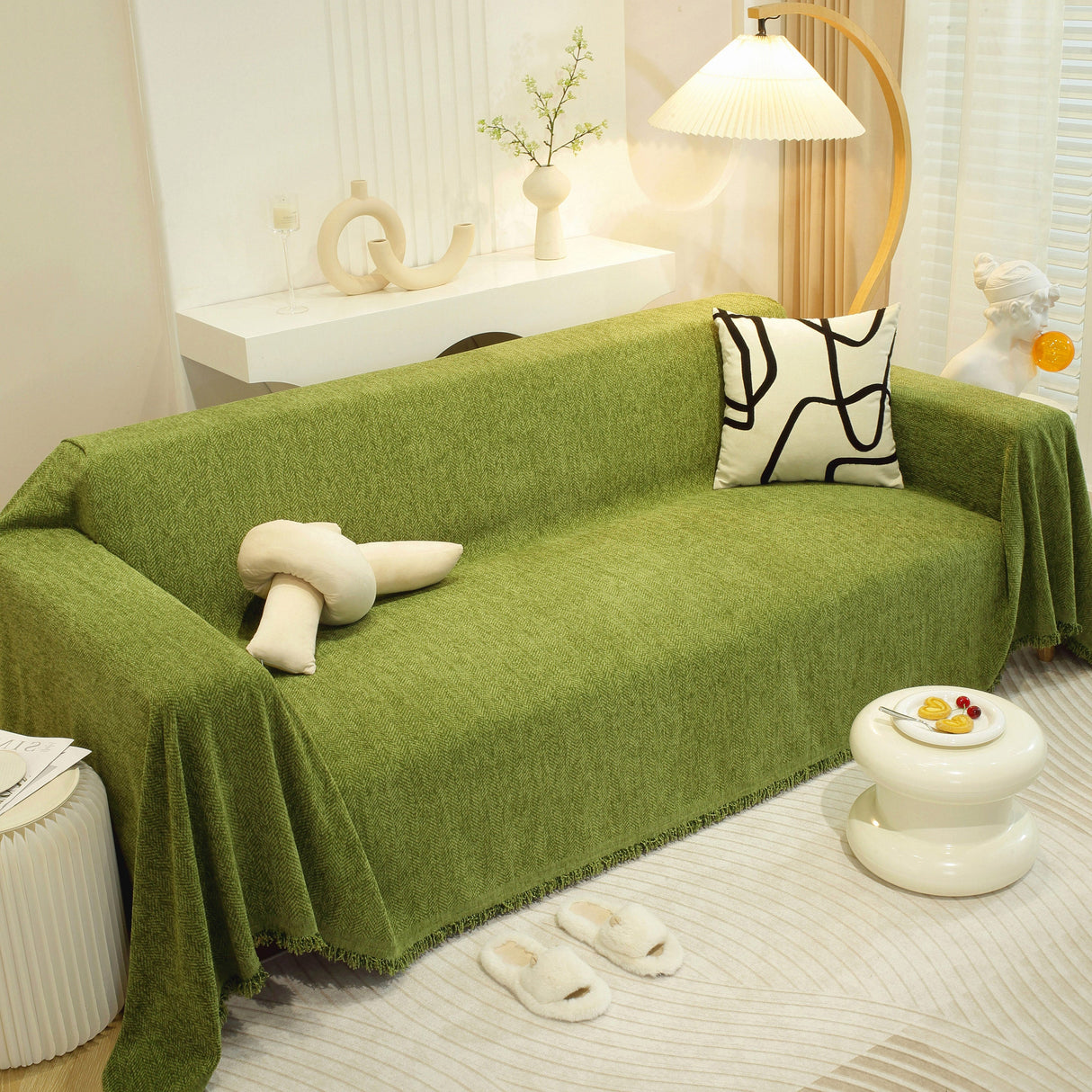 Chenille Herringbone Couch Protector Blanket, Stylish Throw Blankets for Couch and Couch Throw Cover