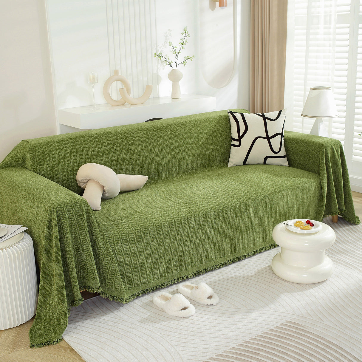 Chenille Herringbone Couch Protector Blanket, Stylish Throw Blankets for Couch and Couch Throw Cover