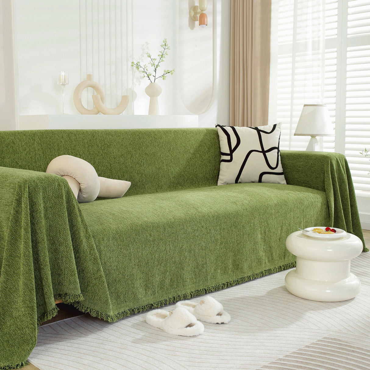 Chenille Herringbone Couch Protector Blanket, Stylish Throw Blankets for Couch and Couch Throw Cover