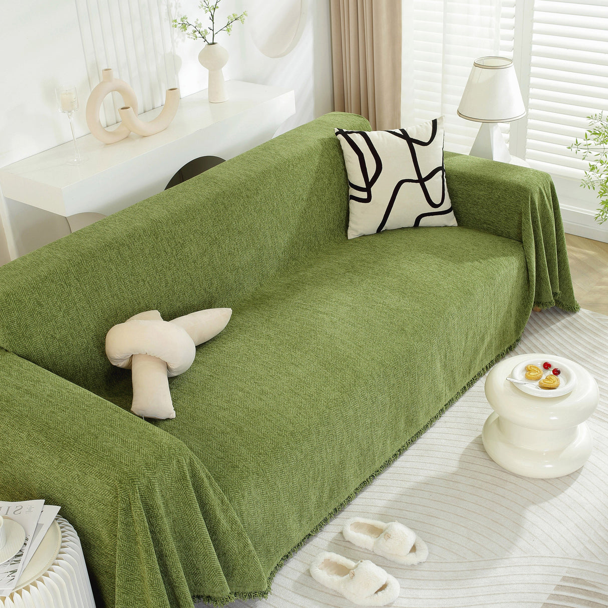 Chenille Herringbone Couch Protector Blanket, Stylish Throw Blankets for Couch and Couch Throw Cover