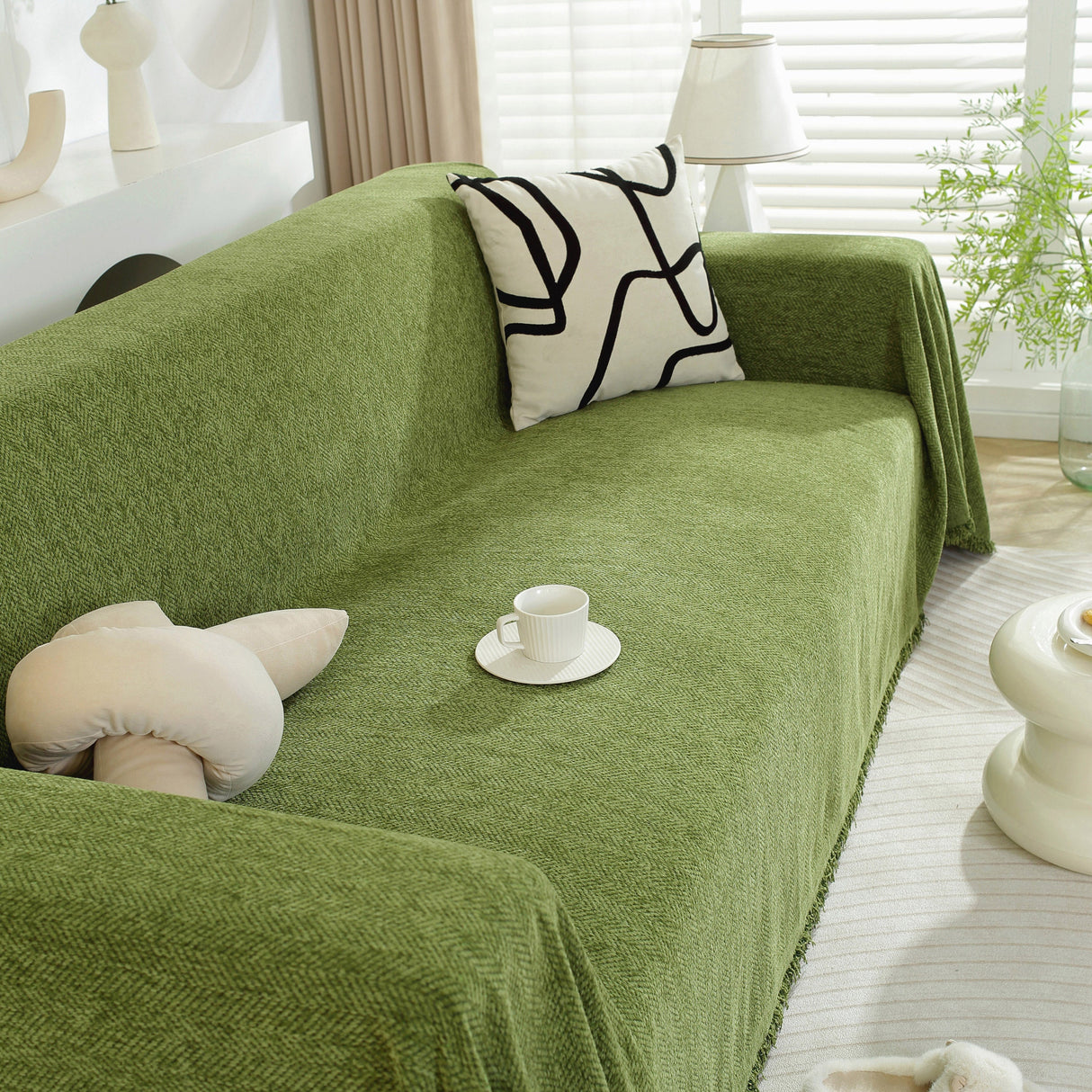 Chenille Herringbone Couch Protector Blanket, Stylish Throw Blankets for Couch and Couch Throw Cover