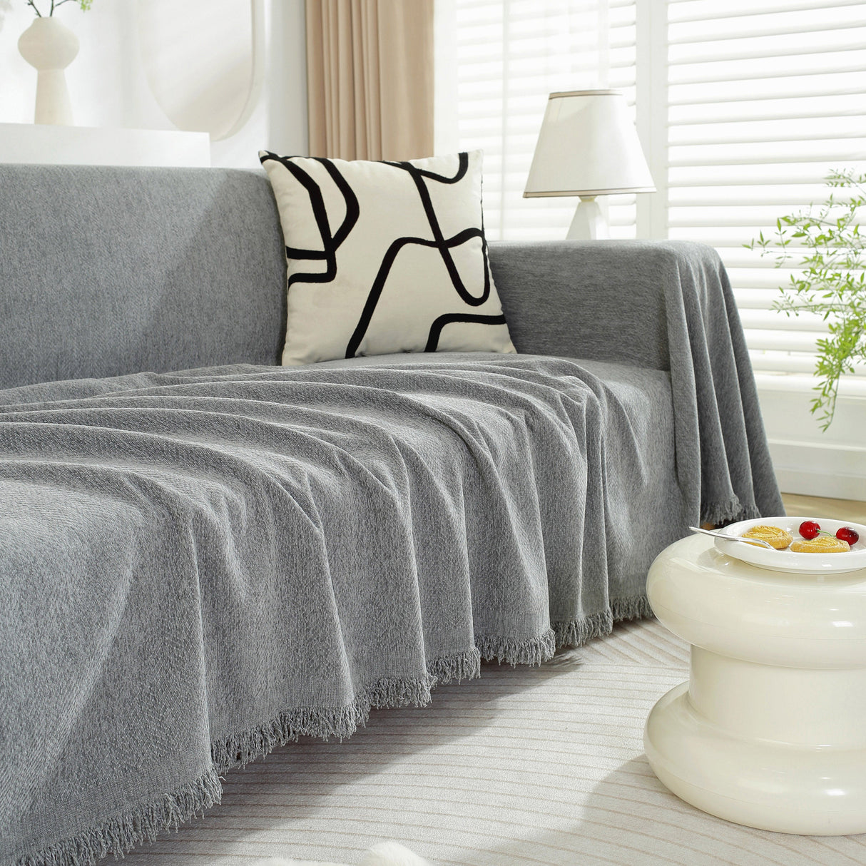 Chenille Herringbone Couch Protector Blanket, Stylish Throw Blankets for Couch and Couch Throw Cover