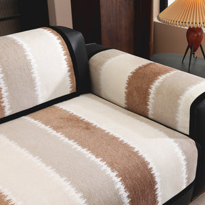 Striped Colorblock Non-Slip Sectional Couch Covers, Chenille Sofa Protector Cover