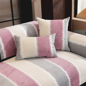 Striped Colorblock Non-Slip Sectional Couch Covers, Chenille Sofa Protector Cover