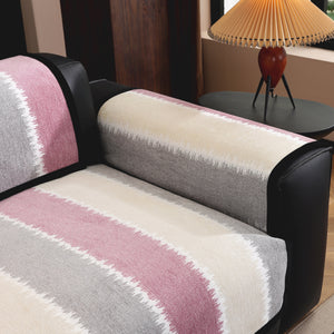 Striped Colorblock Non-Slip Sectional Couch Covers, Chenille Sofa Protector Cover