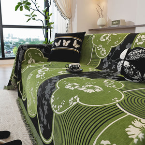 Modern Retro Sofa Throw - Decorative, Washable Chenille Blanket & Couch Protector