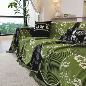 Modern Retro Sofa Throw - Decorative, Washable Chenille Blanket & Couch Protector