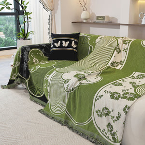 Modern Retro Sofa Throw - Decorative, Washable Chenille Blanket & Couch Protector