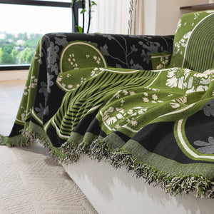 Modern Retro Sofa Throw - Decorative, Washable Chenille Blanket & Couch Protector