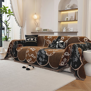 Modern Retro Sofa Throw - Decorative, Washable Chenille Blanket & Couch Protector