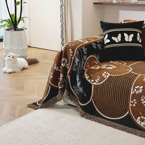 Modern Retro Sofa Throw - Decorative, Washable Chenille Blanket & Couch Protector