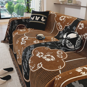 Modern Retro Sofa Throw - Decorative, Washable Chenille Blanket & Couch Protector