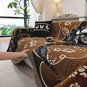 Modern Retro Sofa Throw - Decorative, Washable Chenille Blanket & Couch Protector