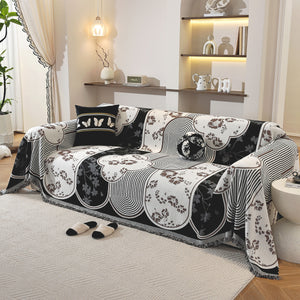 Modern Retro Sofa Throw - Decorative, Washable Chenille Blanket & Couch Protector