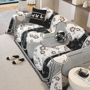 Modern Retro Sofa Throw - Decorative, Washable Chenille Blanket & Couch Protector