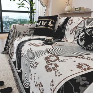 Modern Retro Sofa Throw - Decorative, Washable Chenille Blanket & Couch Protector