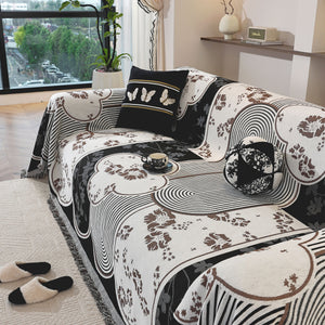 Modern Retro Sofa Throw - Decorative, Washable Chenille Blanket & Couch Protector
