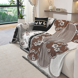 Modern Retro Sofa Throw - Decorative, Washable Chenille Blanket & Couch Protector