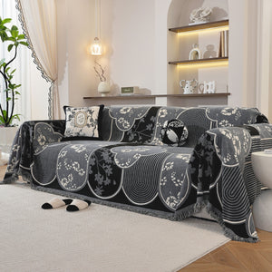Modern Retro Sofa Throw - Decorative, Washable Chenille Blanket & Couch Protector
