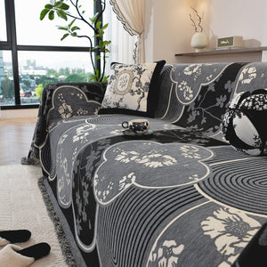 Modern Retro Sofa Throw - Decorative, Washable Chenille Blanket & Couch Protector