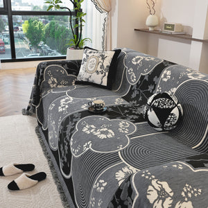 Modern Retro Sofa Throw - Decorative, Washable Chenille Blanket & Couch Protector