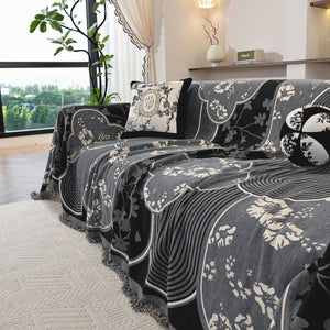 Modern Retro Sofa Throw - Decorative, Washable Chenille Blanket & Couch Protector