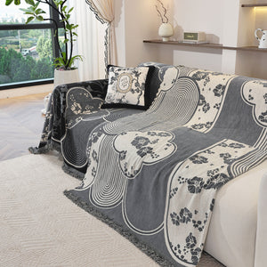 Modern Retro Sofa Throw - Decorative, Washable Chenille Blanket & Couch Protector