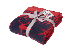 Dolce Bonita Home Cotton TV Blanket 127X155 Deer, Red