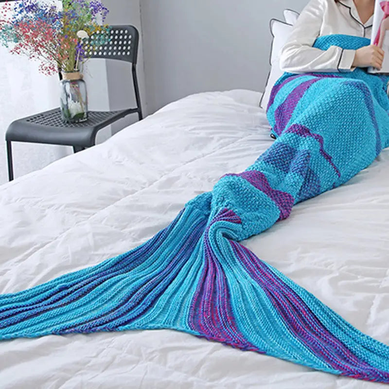 Striped Mermaid Blanket for Office and Living Room