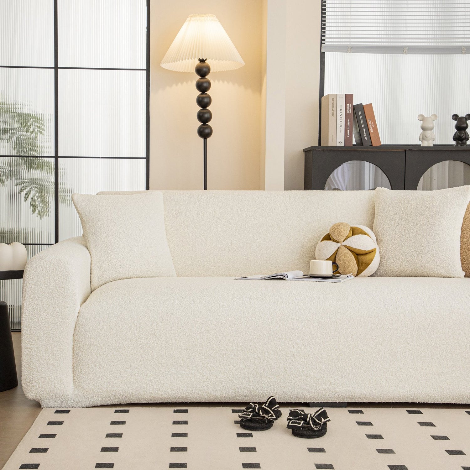 Stretch Plush Fitted Couch Slipcover Furniture Protector for 1/2/3/4/5 Cushion Couch