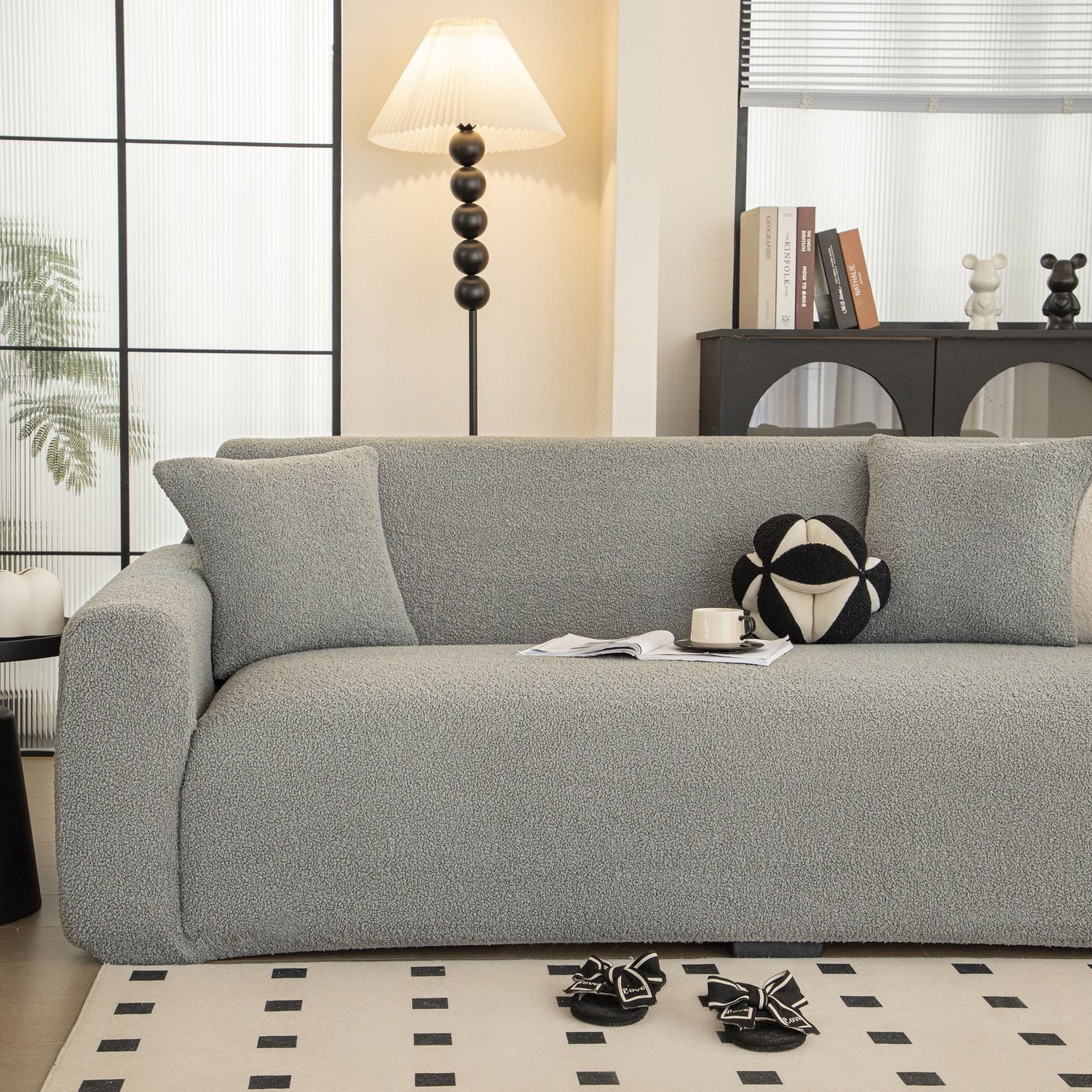 Stretch Plush Fitted Couch Slipcover Furniture Protector for 1/2/3/4/5 Cushion Couch