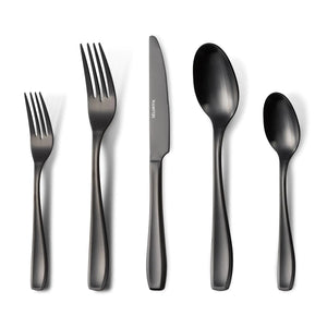 SELUKIYA Silverware Set for 4 20 Piece Heavy Duty Stainless Steel Flatware Set Satin Finish Cutlery Utensil Set Dinner Fork Knife Spoon Tableware Set for Home Kitchen Dishwasher Safe Matte Black
