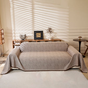 Natural Textured Linen Couch Cover, Breathable & Hypoallergenic Furniture Protector