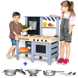 2 in 1 Wooden Outdoor Mud Kitchen & Grocery Store Pretend Play