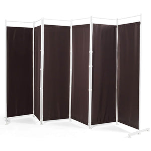 6-Panel Room Divider Folding Privacy Screen-White