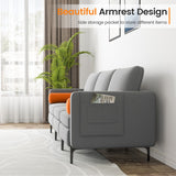 Modular 3-Seat Sofa Couch with Socket USB Ports and Side Storage Pocket-Gray