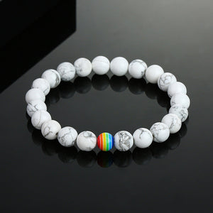 2Pcs/set White Black Couple Magnetic Bracelets Natural Stone Matching Bracelet Magnetic Beaded Bracelets Set Attraction Friendship Relationship Wish Bracelet Gift For Women Men Him Her Best Friends